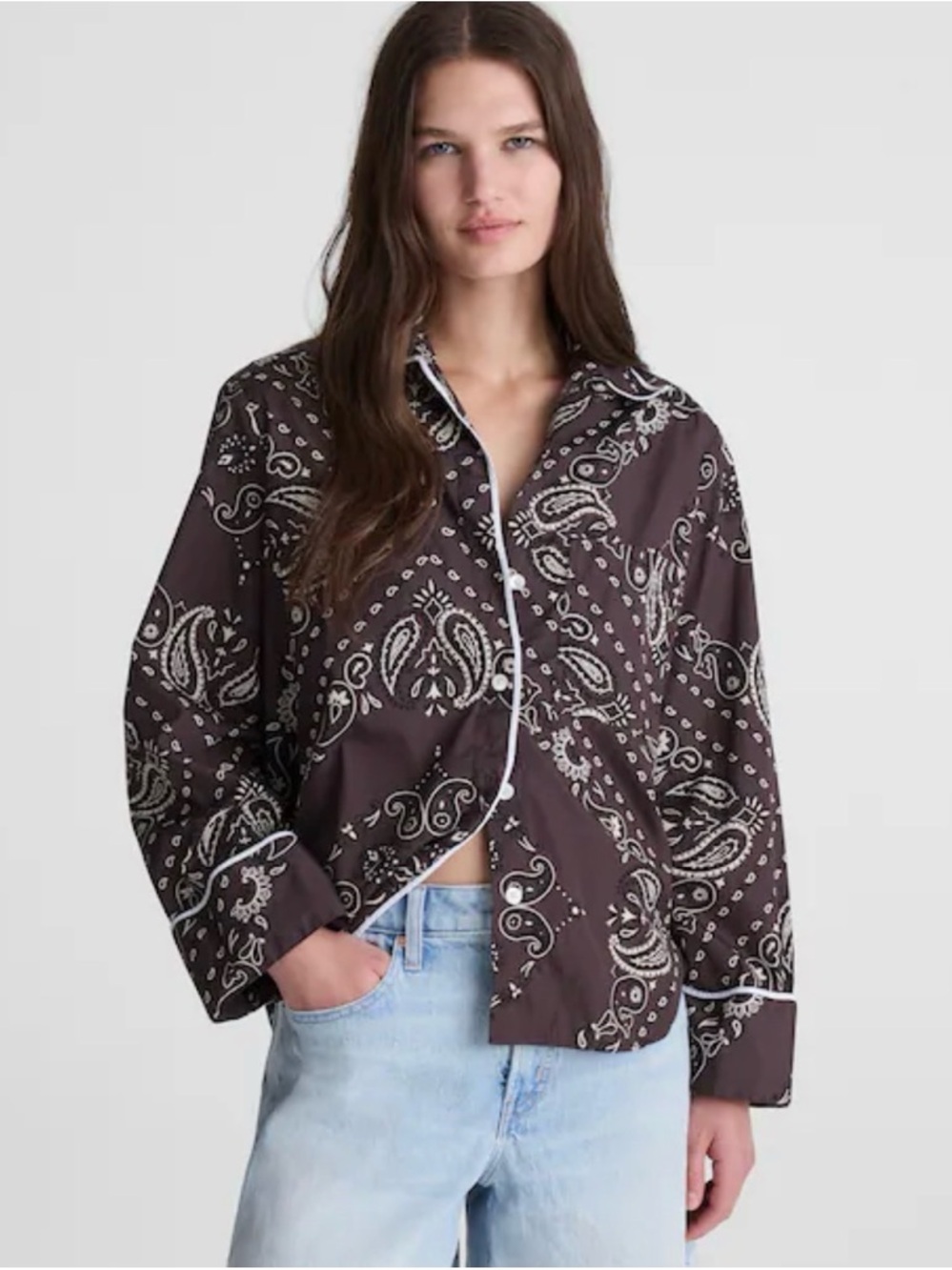 NWT Madewell The Signature Y-Neck Shirt in Poplin